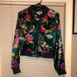 Flower Silky Cropped Jacket